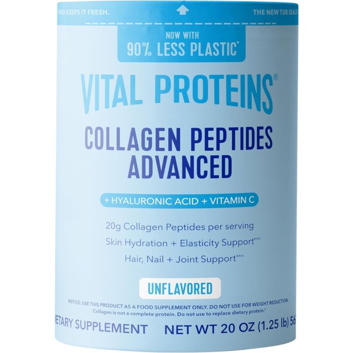 Advanced collagen peptides dietary supplement container product shot